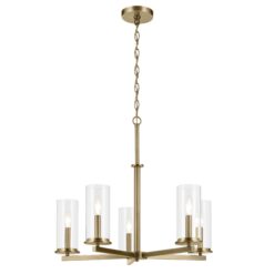 Kichler Crosby 5 -Light Brushed Gold Clear glass Steel Chandelier