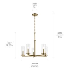 Kichler Crosby 5 -Light Brushed Gold Clear glass Steel Chandelier