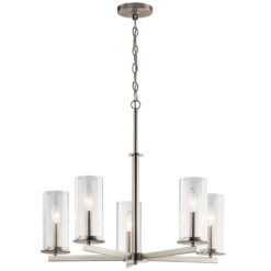 Kichler Crosby 5 -Light Nickel Cage Clear glass Metal Chandelier
