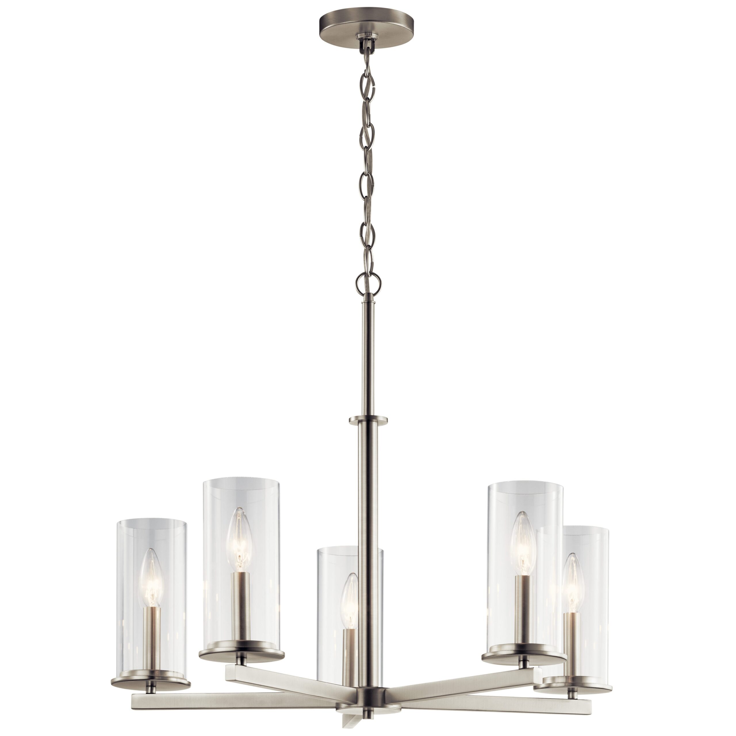 Kichler Crosby 5 -Light Nickel Cage Clear glass Metal Chandelier