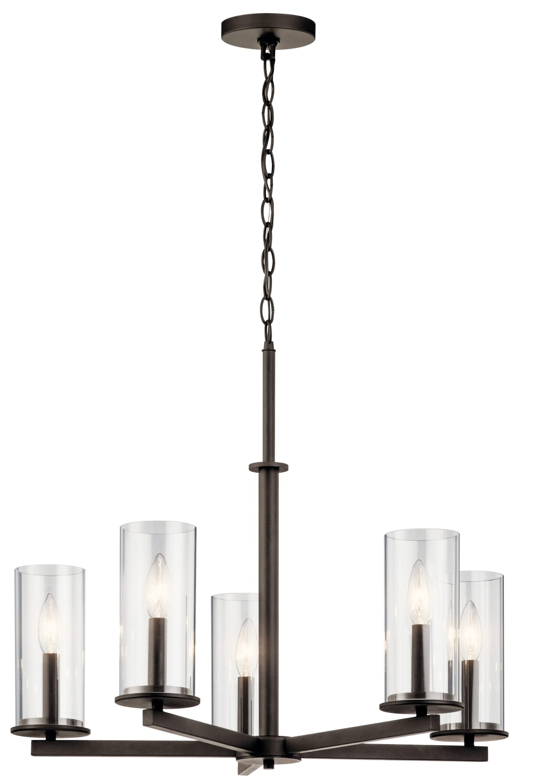 Kichler Crosby 5 -Light Bronze Clear glass Metal Chandelier