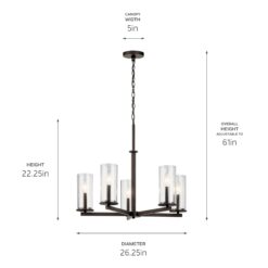 Kichler Crosby 5 -Light Bronze Clear glass Metal Chandelier