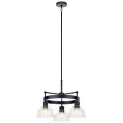 Kichler Eastmont 3 -Light Brushed Black Clear glass Steel Chandelier