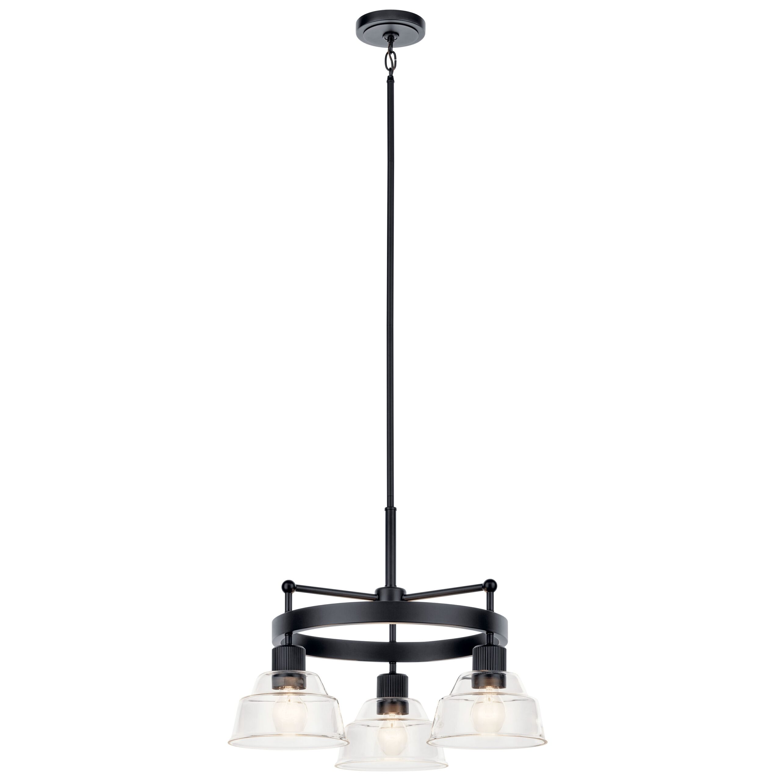 Kichler Eastmont 3 -Light Brushed Black Clear glass Steel Chandelier