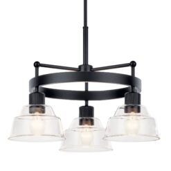Kichler Eastmont 3 -Light Brushed Black Clear glass Steel Chandelier