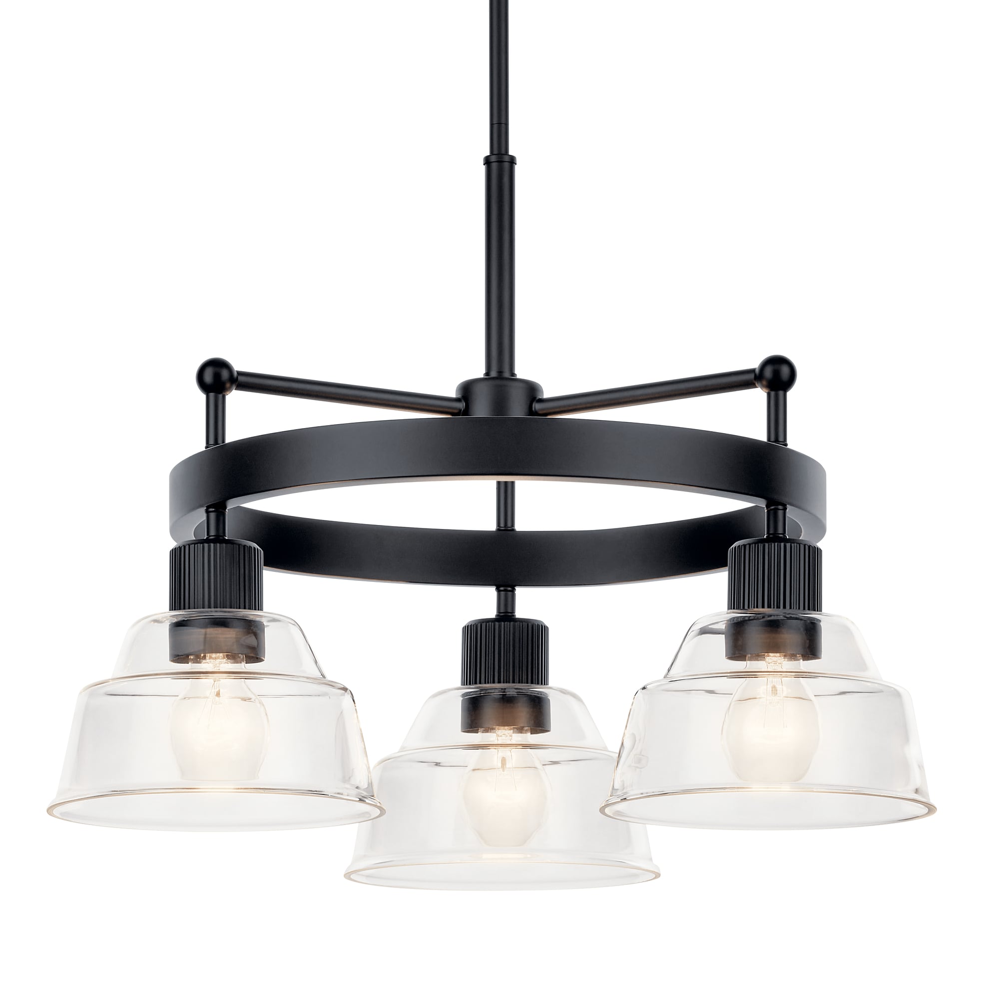 Kichler Eastmont 3 -Light Brushed Black Clear glass Steel Chandelier