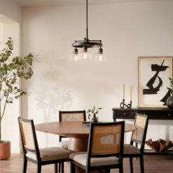 Kichler Eastmont 3 -Light Brushed Black Clear glass Steel Chandelier