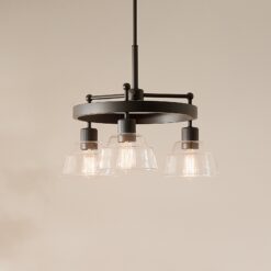 Kichler Eastmont 3 -Light Brushed Black Clear glass Steel Chandelier