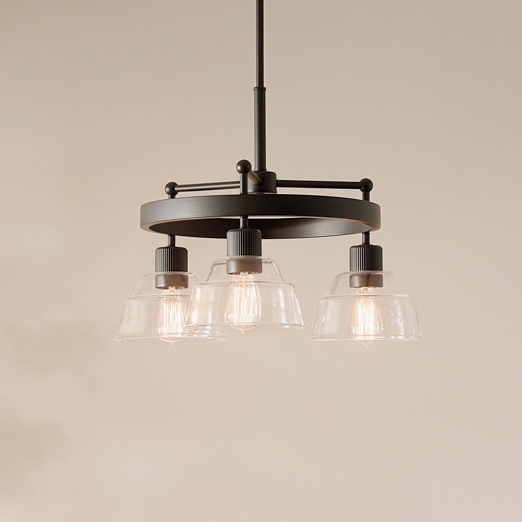 Kichler Eastmont 3 -Light Brushed Black Clear glass Steel Chandelier