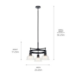 Kichler Eastmont 3 -Light Brushed Black Clear glass Steel Chandelier