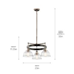 Kichler Eastmont 3 -Light Brushed Nickel Clear glass Steel Chandelier