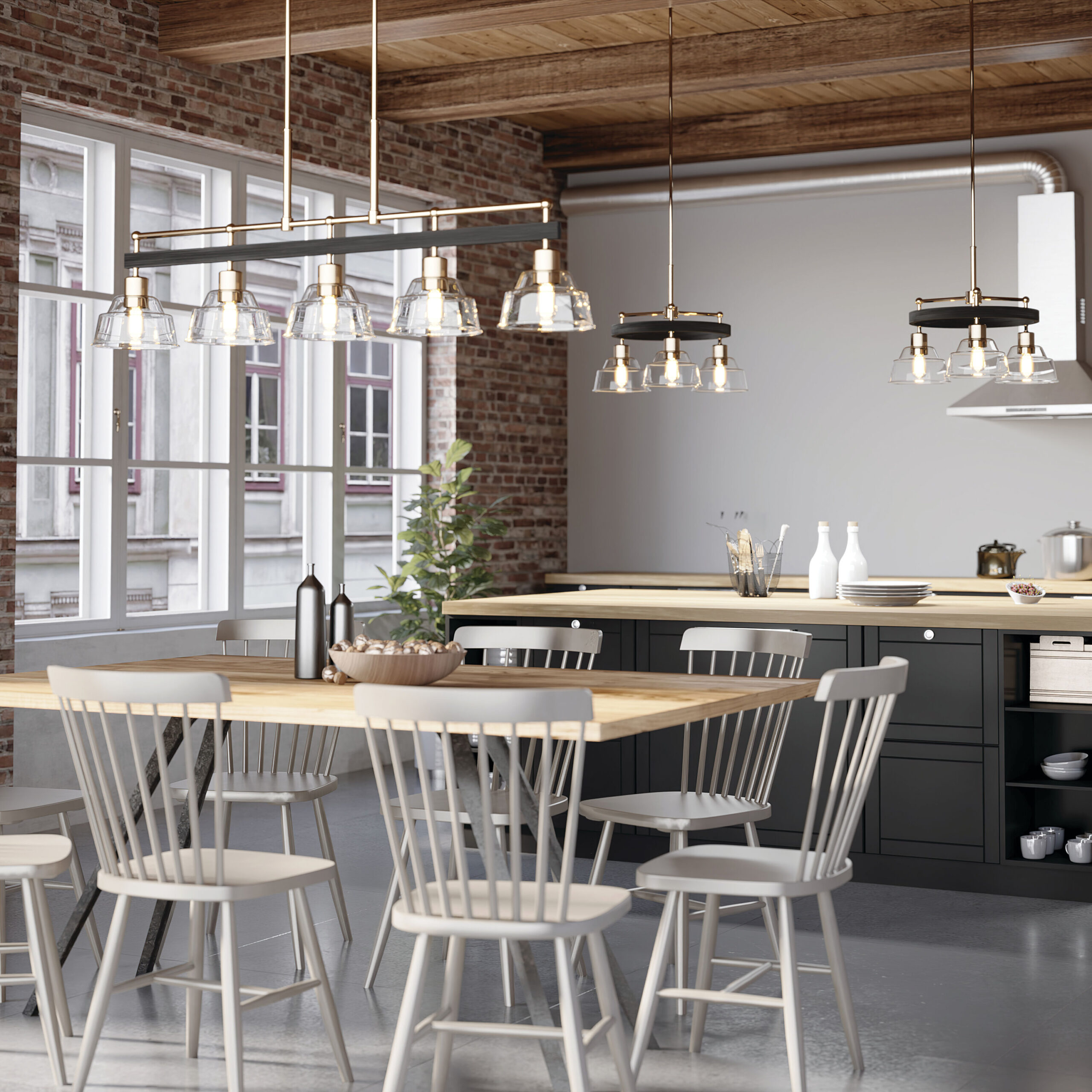 Kichler Eastmont 3 -Light Brushed Nickel Clear glass Steel Chandelier