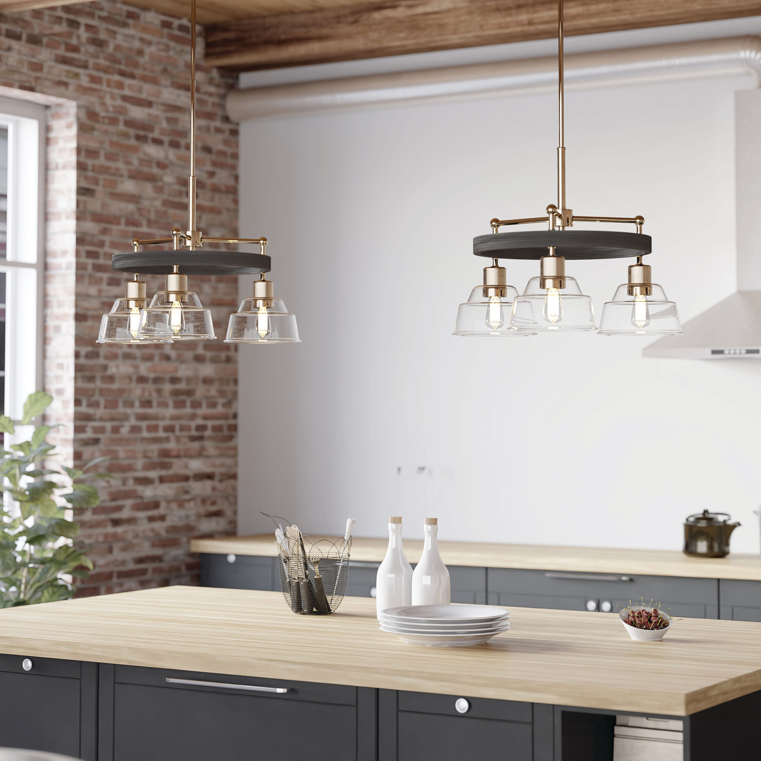 Kichler Eastmont 3 -Light Brushed Nickel Clear glass Steel Chandelier