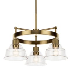 Kichler Eastmont 3 -Light Brushed Gold Clear glass Steel Chandelier