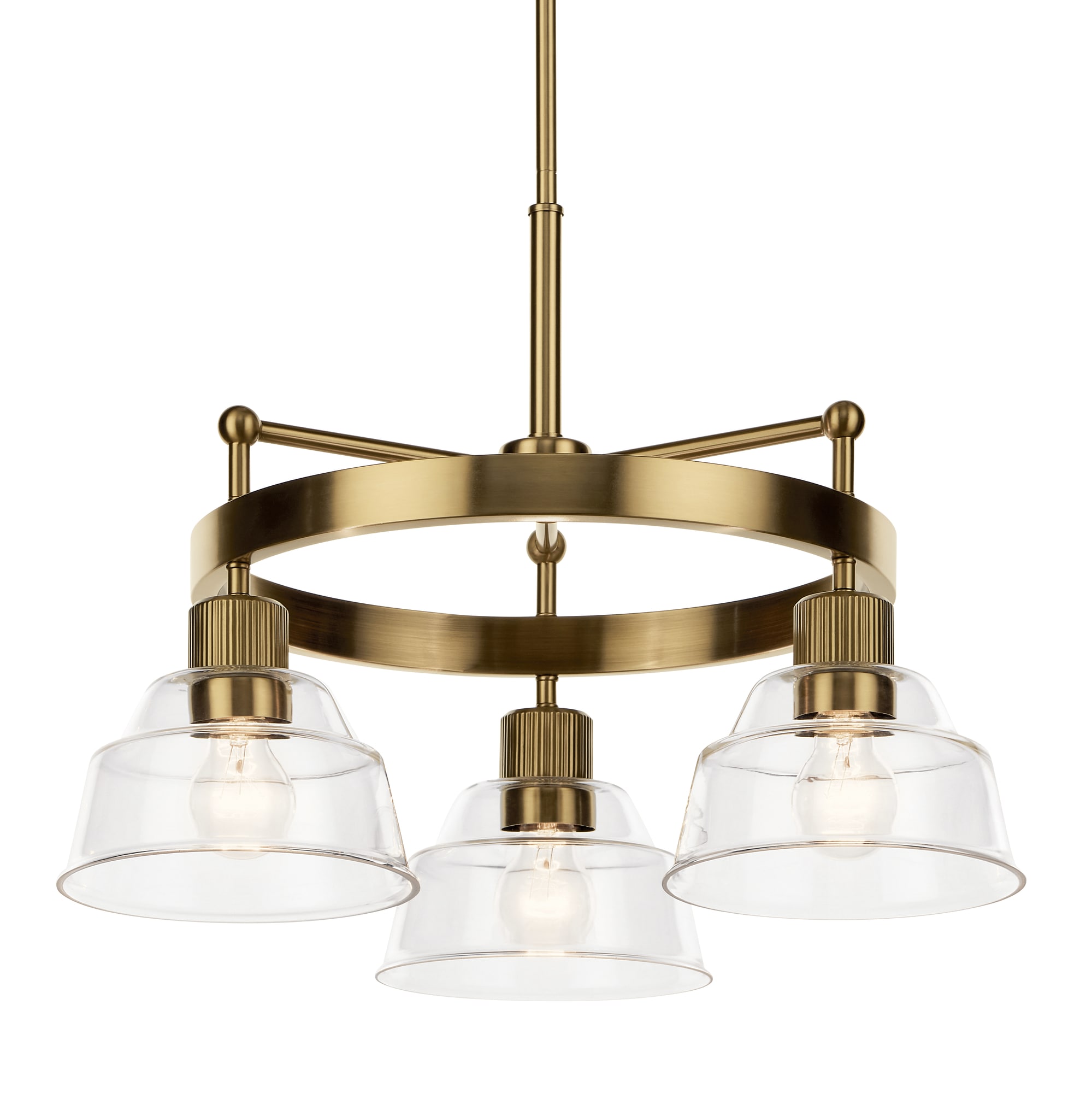 Kichler Eastmont 3 -Light Brushed Gold Clear glass Steel Chandelier