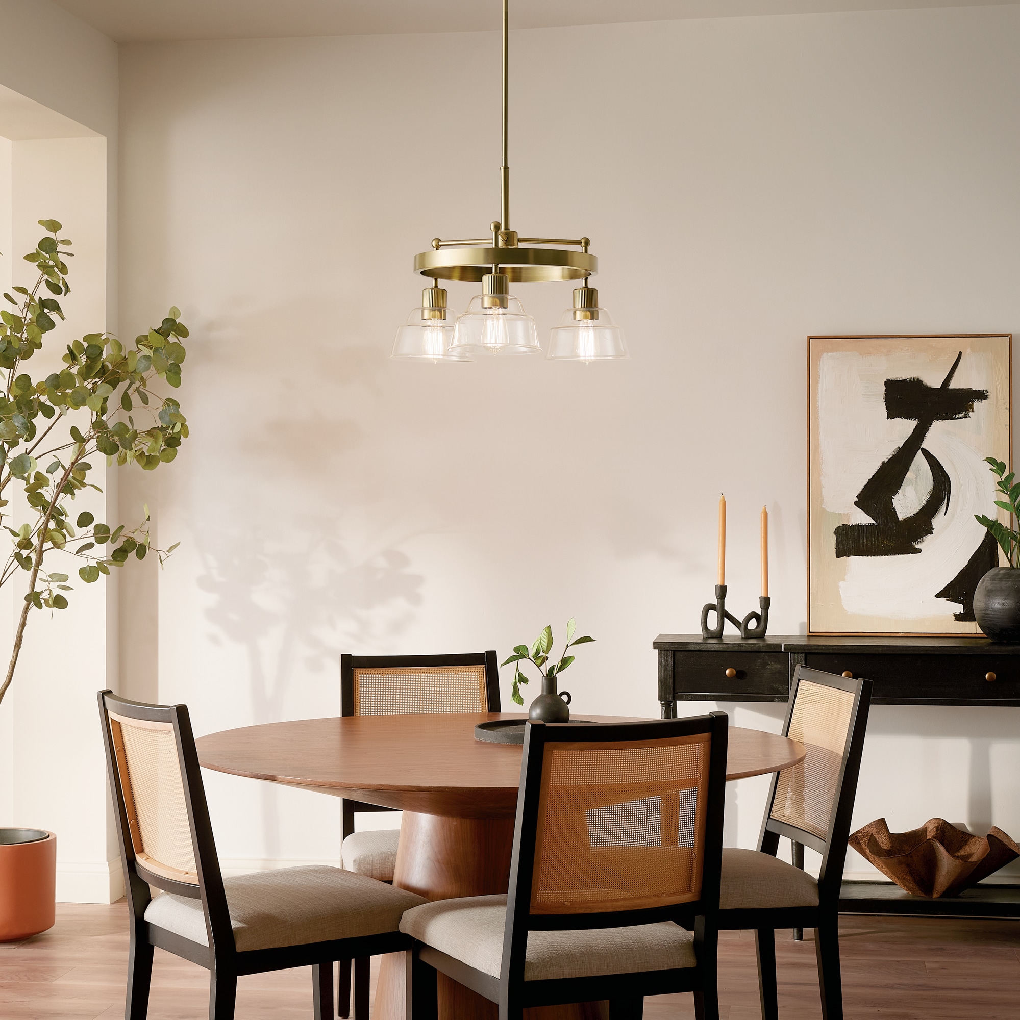 Kichler Eastmont 3 -Light Brushed Gold Clear glass Steel Chandelier