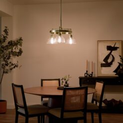 Kichler Eastmont 3 -Light Brushed Gold Clear glass Steel Chandelier