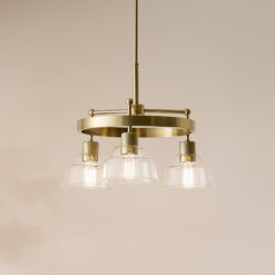 Kichler Eastmont 3 -Light Brushed Gold Clear glass Steel Chandelier