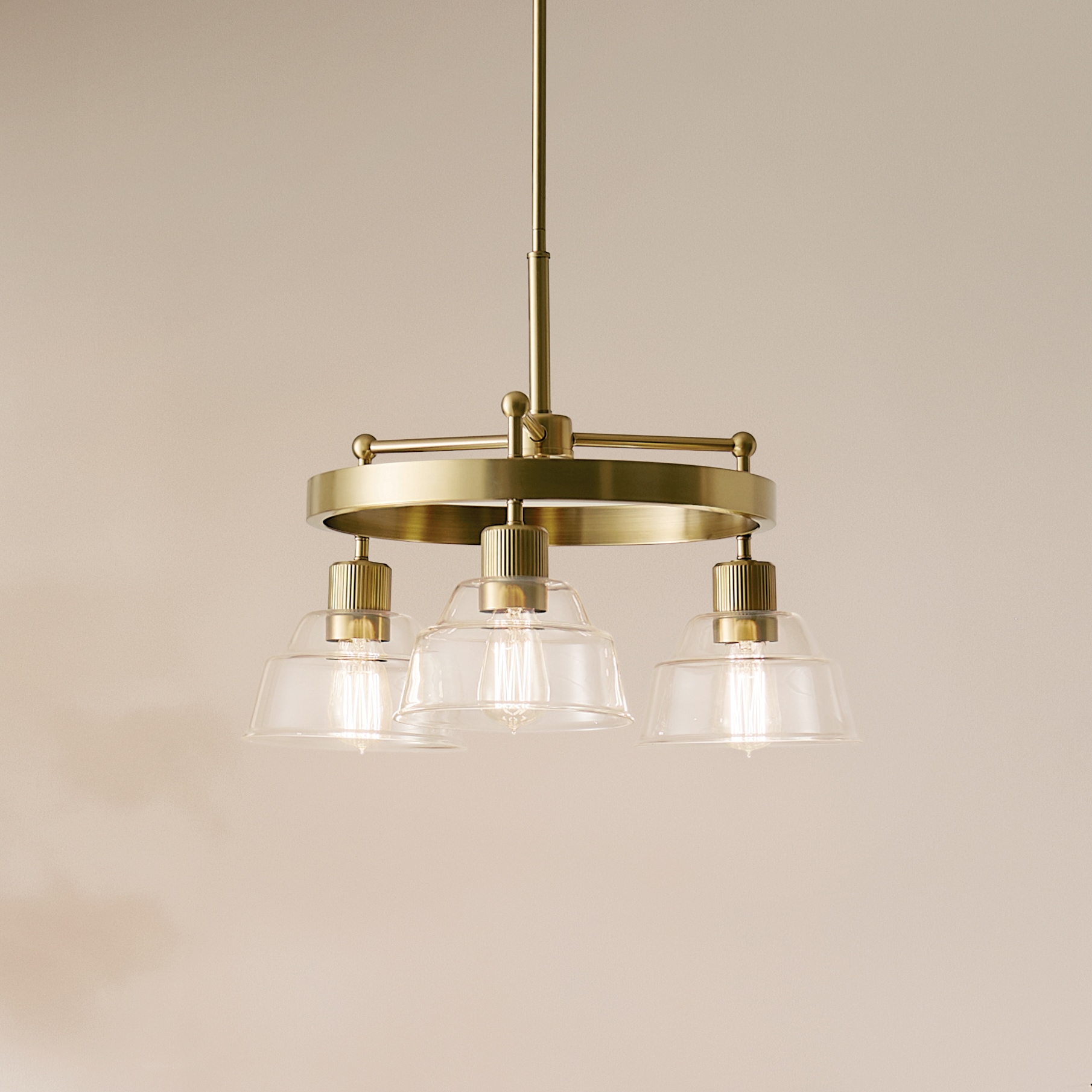 Kichler Eastmont 3 -Light Brushed Gold Clear glass Steel Chandelier
