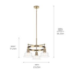 Kichler Eastmont 3 -Light Brushed Gold Clear glass Steel Chandelier