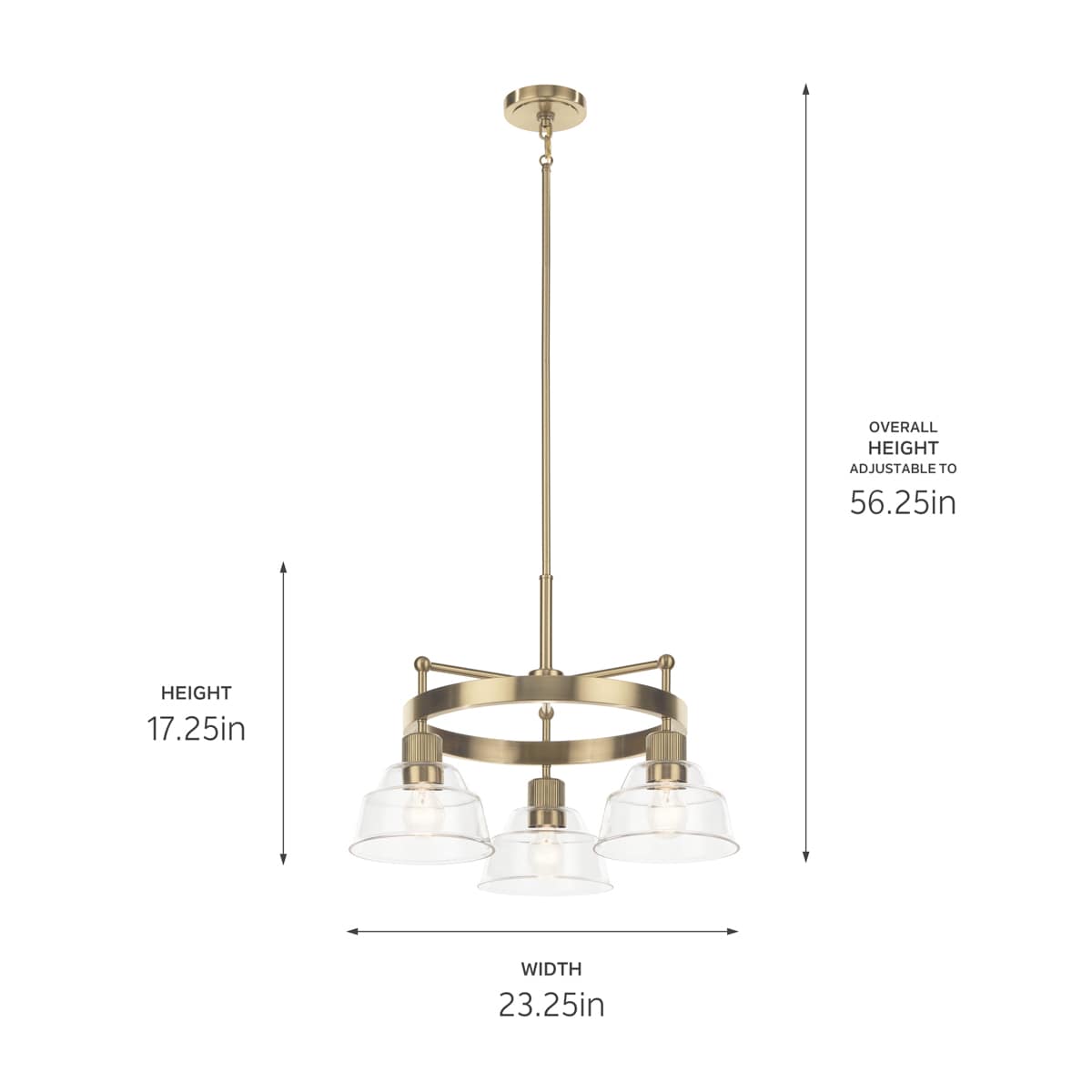 Kichler Eastmont 3 -Light Brushed Gold Clear glass Steel Chandelier
