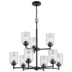 Kichler Winslow 9 -Light Brushed Black Seeded glass Metal Chandelier