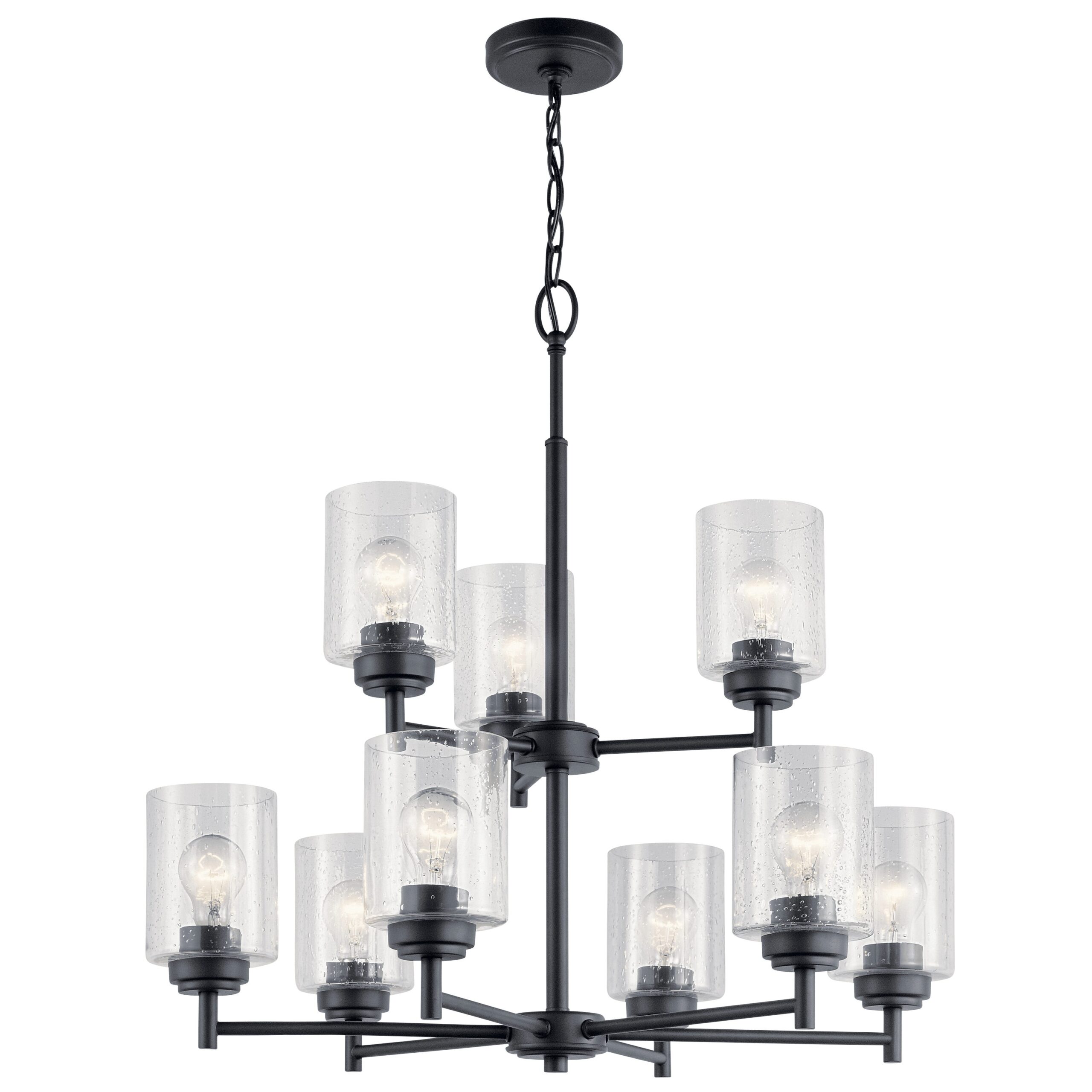 Kichler Winslow 9 -Light Brushed Black Seeded glass Metal Chandelier