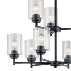 Kichler Winslow 9 -Light Brushed Black Seeded glass Metal Chandelier