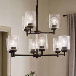 Kichler Winslow 9 -Light Brushed Black Seeded glass Metal Chandelier