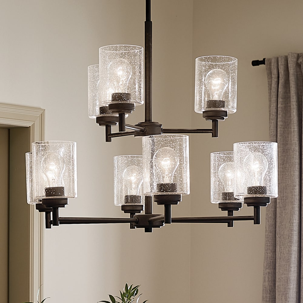 Kichler Winslow 9 -Light Brushed Black Seeded glass Metal Chandelier