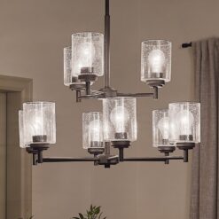 Kichler Winslow 9 -Light Brushed Black Seeded glass Metal Chandelier