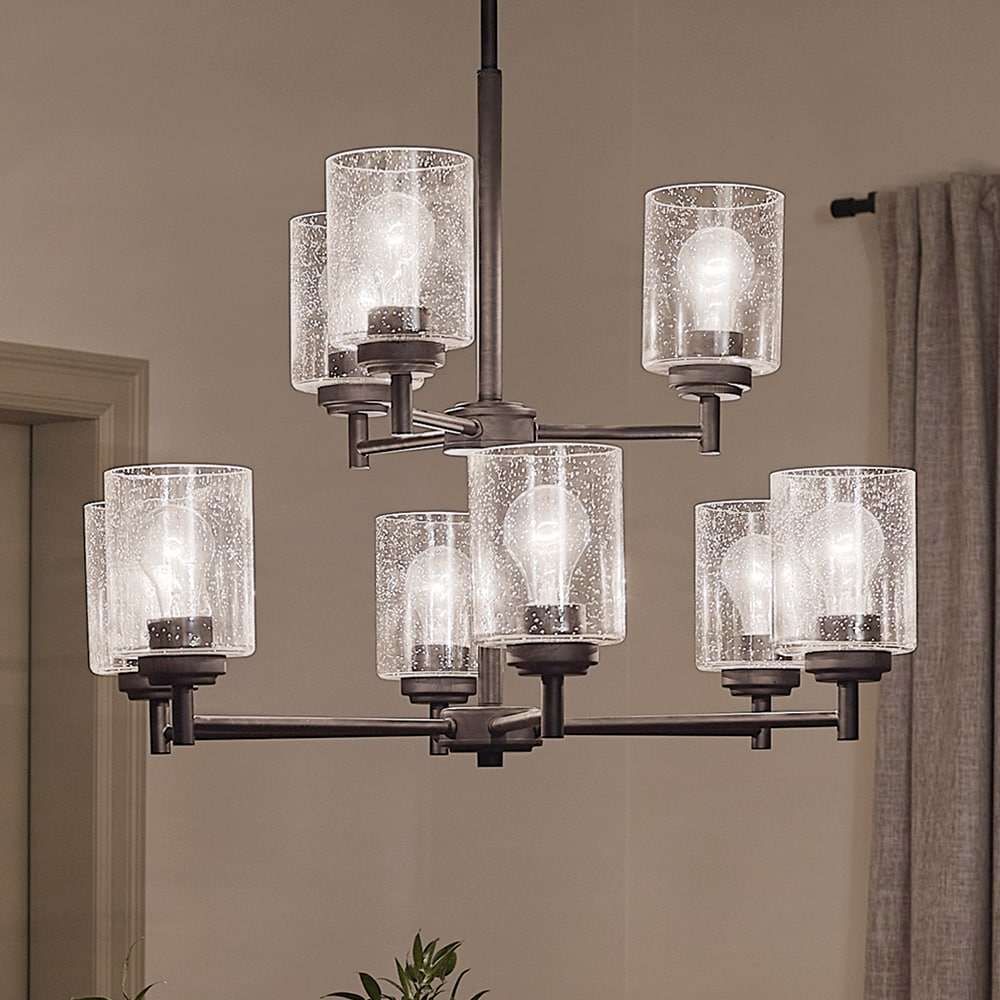 Kichler Winslow 9 -Light Brushed Black Seeded glass Metal Chandelier