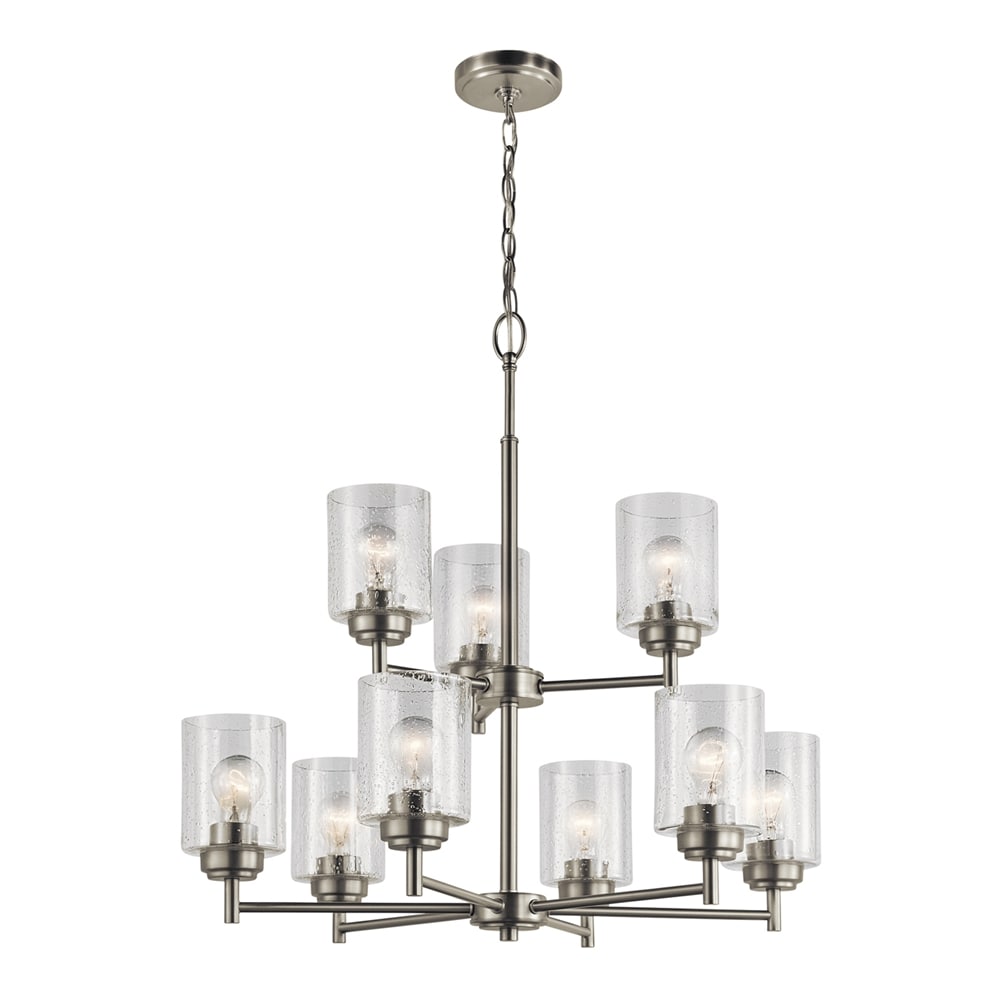 Kichler Winslow 9 -Light Nickel Seeded glass Metal Chandelier