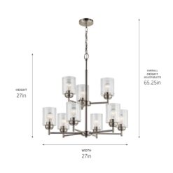 Kichler Winslow 9 -Light Nickel Seeded glass Metal Chandelier