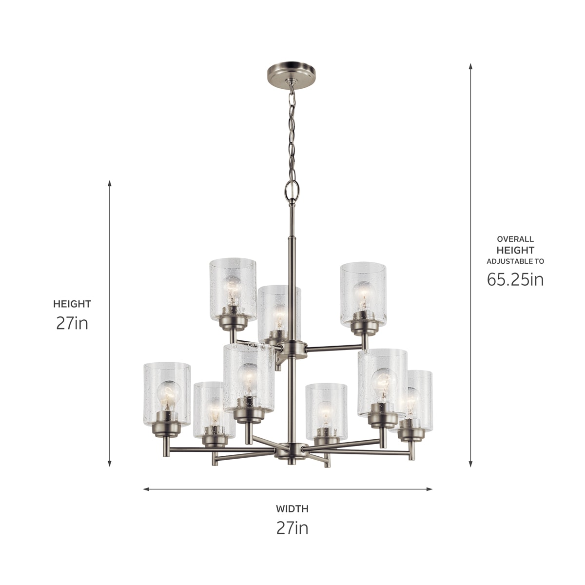 Kichler Winslow 9 -Light Nickel Seeded glass Metal Chandelier