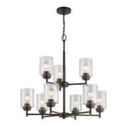 Kichler Winslow 9 -Light Brushed Bronze Seeded glass Metal Chandelier