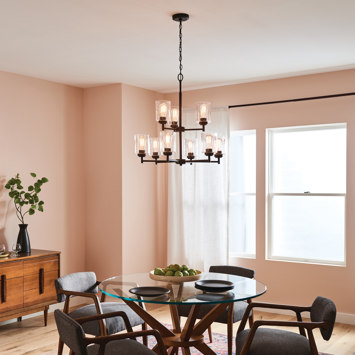 Kichler Winslow 9 -Light Brushed Bronze Seeded glass Metal Chandelier