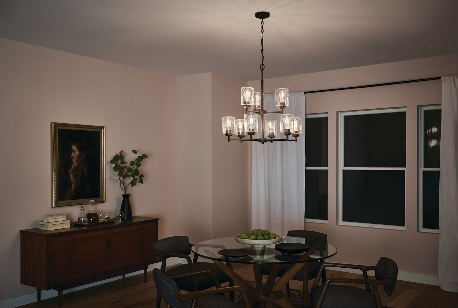 Kichler Winslow 9 -Light Brushed Bronze Seeded glass Metal Chandelier