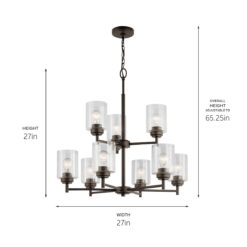 Kichler Winslow 9 -Light Brushed Bronze Seeded glass Metal Chandelier