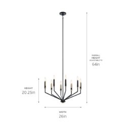 Kichler Armand 8 -Light Black Metal Chandelier