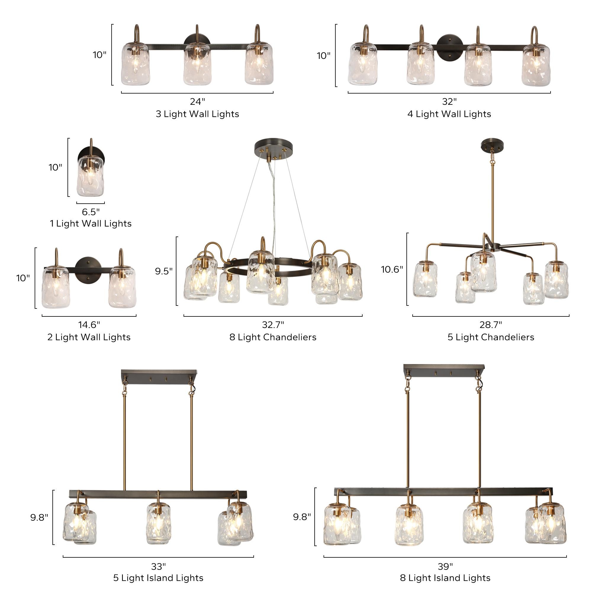 LNC Erharting 6 -Light Brushed Black and Polished Gold Mason Jar Modern/contemporary Textured glass Linear Large Hanging Kitchen Island Light