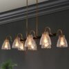 LNC Aidtyrtm 8 -Light 37.5''L Brushed Black and Polished Gold Modern/contemporary Crackled glass Linear Large Hanging Pendant Light