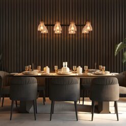 LNC Aidtyrtm 8 -Light 37.5''L Brushed Black and Polished Gold Modern/contemporary Crackled glass Linear Large Hanging Pendant Light