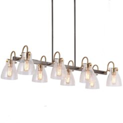 LNC Aidtyrtm 8 -Light 37.5''L Brushed Black and Polished Gold Modern/contemporary Crackled glass Linear Large Hanging Pendant Light