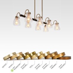 LNC Aidtyrtm 8 -Light 37.5''L Brushed Black and Polished Gold Modern/contemporary Crackled glass Linear Large Hanging Pendant Light