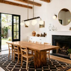 LNC Aladarimostinin 6 -Light Polished Brass and Brushed Black Modern/contemporary Opal glass Linear Large Hanging Kitchen Island Light