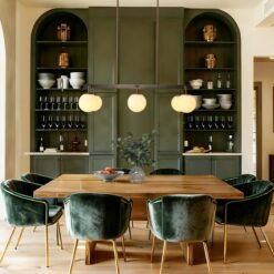 LNC Aladarimostinin 6 -Light Polished Brass and Brushed Black Modern/contemporary Opal glass Linear Large Hanging Kitchen Island Light