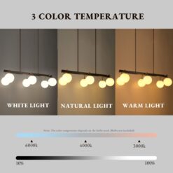 LNC Aladarimostinin 6 -Light Polished Brass and Brushed Black Modern/contemporary Opal glass Linear Large Hanging Kitchen Island Light