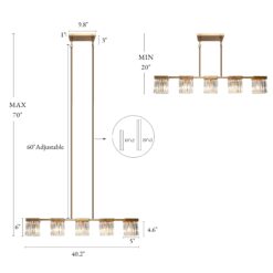 LNC Labradorite 40.2-in W Oversized 5 -Light Satin Gold Kitchen Island Light