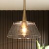 LNC Quoridan 9-in W 1 -Light Polished Gold with Seeded Glass Modern/contemporary Seeded glass Dome Mini Hanging Pendant Light